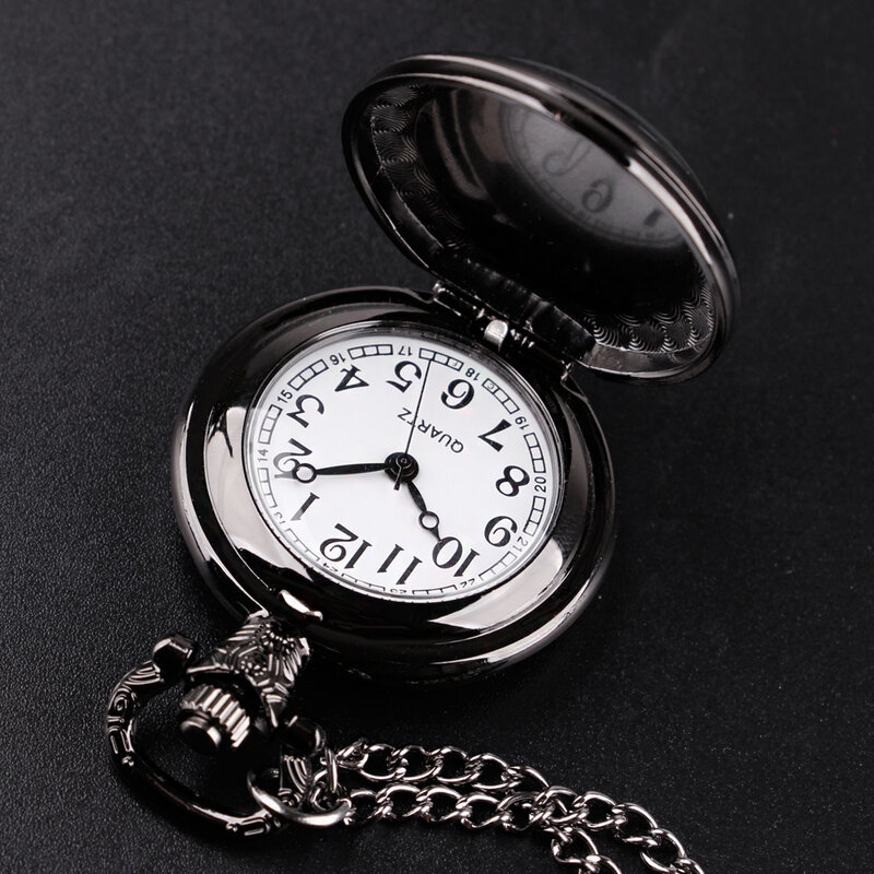 New Fashion Alice Black Quartz Pocket Watch collana con ciondolo orologio da uomo orologio da donna