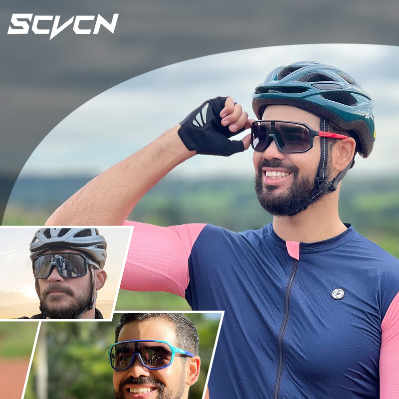 SCVCN Cycling Sunglasses Photochromic Glasses for Men Sun Mountain Bike Road Bicycle Eyewear Cycle Goggles Sports UV400 MTB