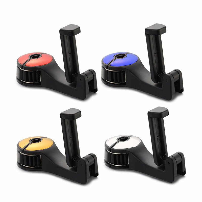Car Hooks Car Seat Back Hooks with Phone Holder Universal Vehicle Car Headrest Hooks Hanger with Lock and Phone Grocery