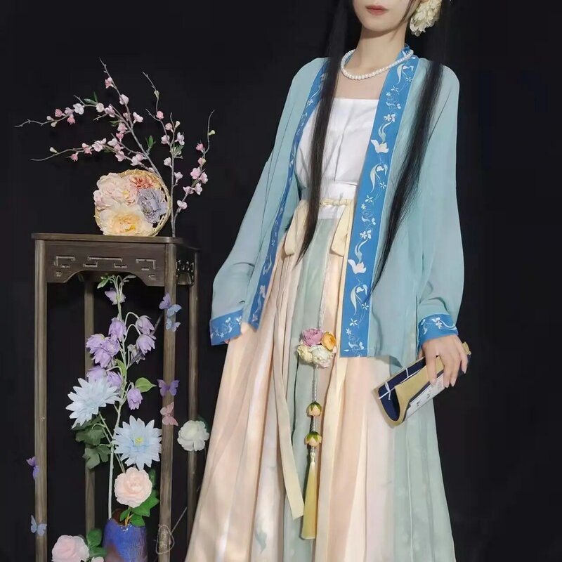 Women's Aircraft-sleeved Shorts Shirt Original Hanfu Song-made Set Waist-length Suspenders Summer Traditional Chinese Dress Suit