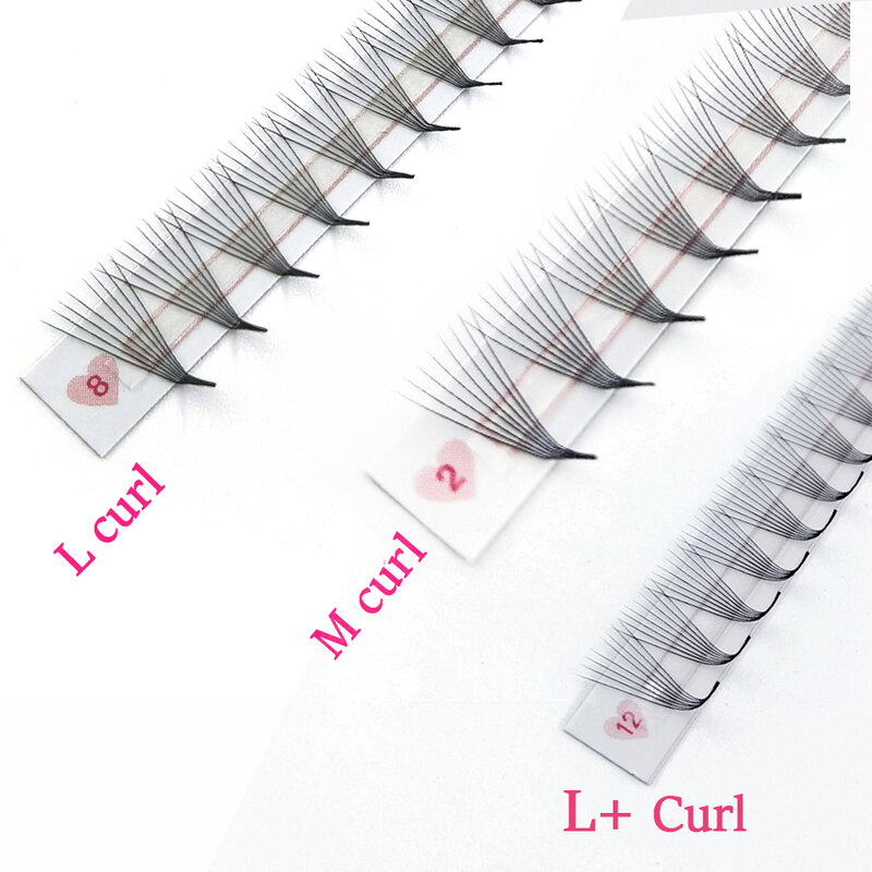 L M Curl Volume Promade Fan Eyelashes Sharp Stem Thin Pointy Base Faux Mink Premade Russian Volume Lashes Super Fan Makeup Cilio