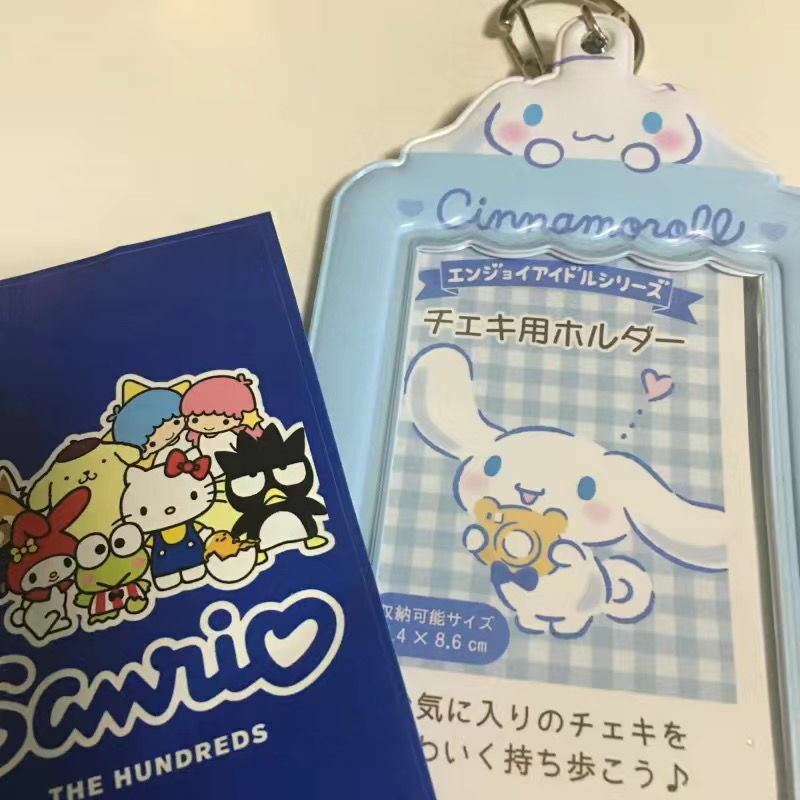 Sanrio Kuromi MyMelody Cinnamoroll Cute Photo Card Holder Pendant Storage Bag Girl Student Stationery Cardcase Keychain