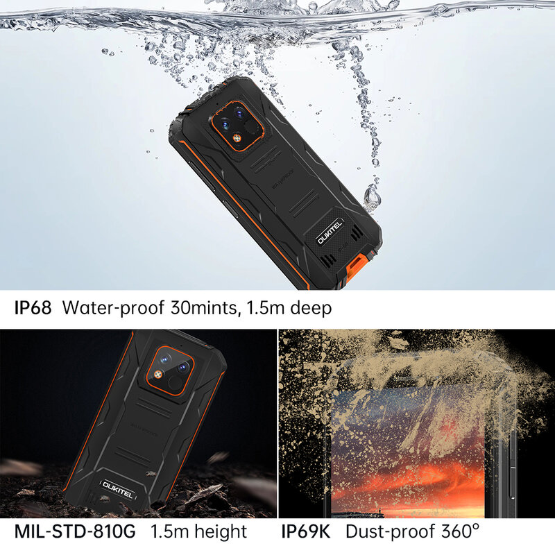 Prima mondiale OUKITEL WP18 Pro Rugged Phone 12500mAh Android 12 4GB + 64GB cellulare 5.93 ''HD + Display 13MP fotocamera Smartphone