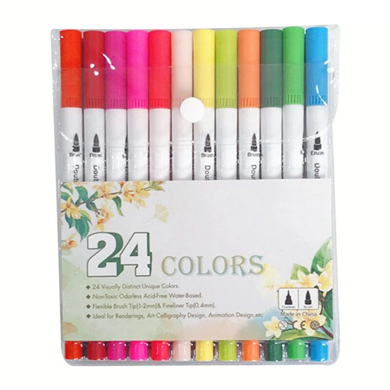 Double Ended Highlighter Set Assorted Ink Colors Permanent Pens for Sketching Drawing or Lettering