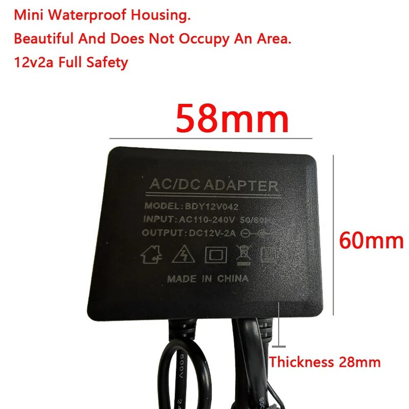 12 v2a wodoodporny IP66 dla system zasilania aparatu AC na zewnątrz 100V-240V konwerter Adapter DC 2000mA LED dostawa EU US wtyczka 5.5mm x 2.1-2.5mm