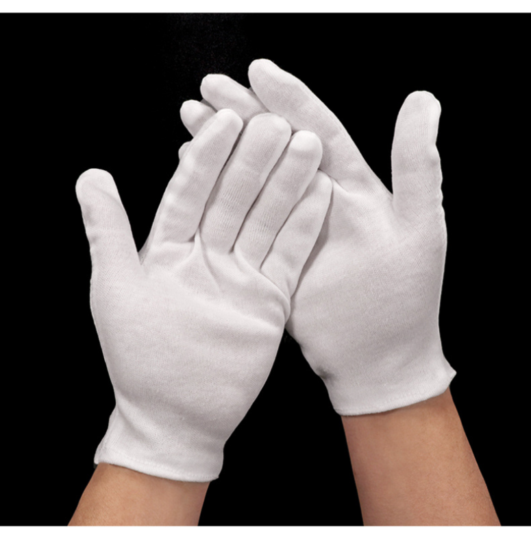 흰색 전체 손가락 남성 여성 에티켓 흰색 면화 장갑, 웨이터/드라이버/보석/노동자 장갑, 땀 장갑, 1 쌍