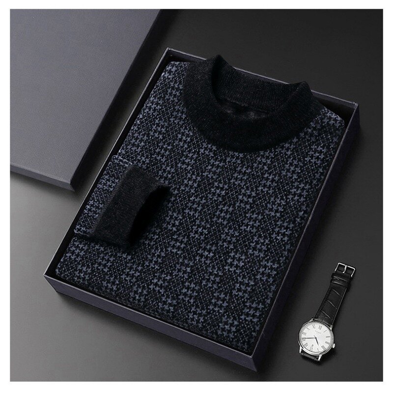 2023 Men's Sweater Fashion Casual Warmth Long Sleeve Underlay Autumn and Winter Knitted Sweater 3 Colors