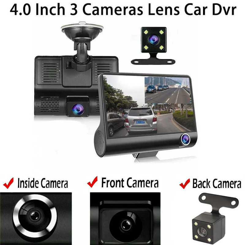 3แชนเนลรถ DVR HD 1080P 3-เลนส์กล้องติดรถยนต์กล้องสามทางเครื่องบันทึก Dvrs บันทึกวิดีโอกล้องถ่ายวิดีโอกล้องถ่ายวิดีโอ