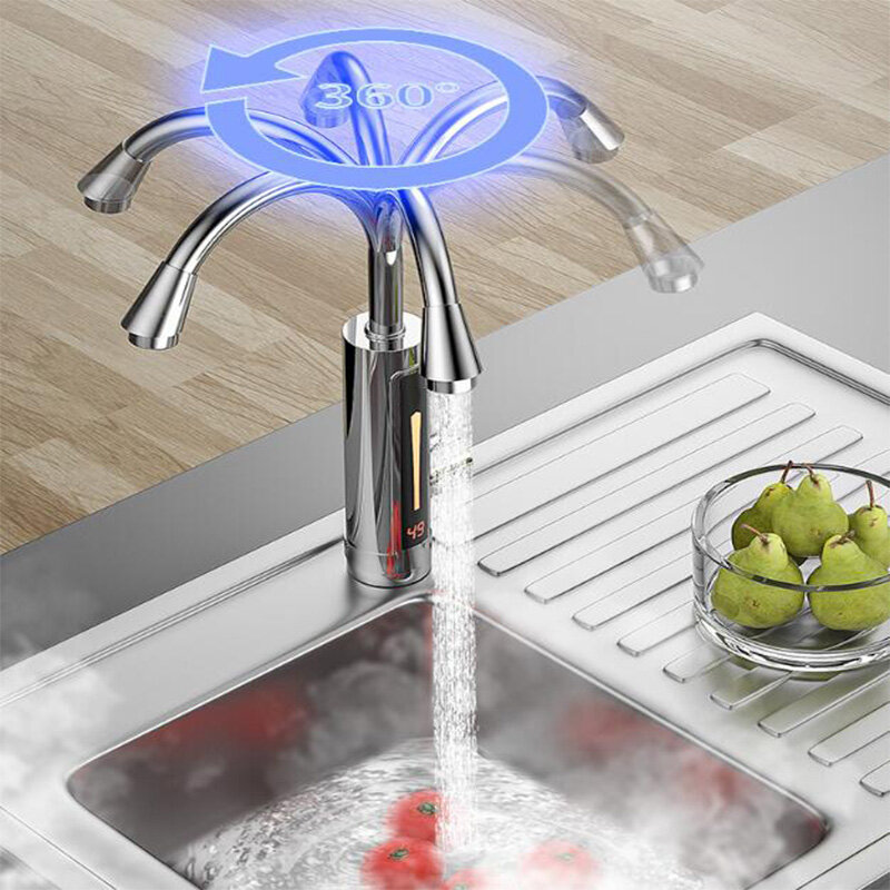 Edelstahl elektrische Warmwasser bereiter Temperatur anzeige Küche tankless Instant Warmwasser hahn 3300w