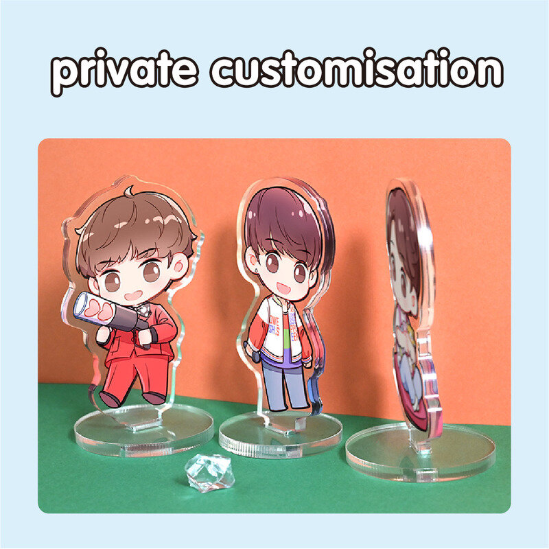 Custom Acryl Stand Anime Beeldje Cartoon Figuur Standees Sleutelhanger Aangepaste Foto Dubbelzijdig Printen Gecoat Displaybord