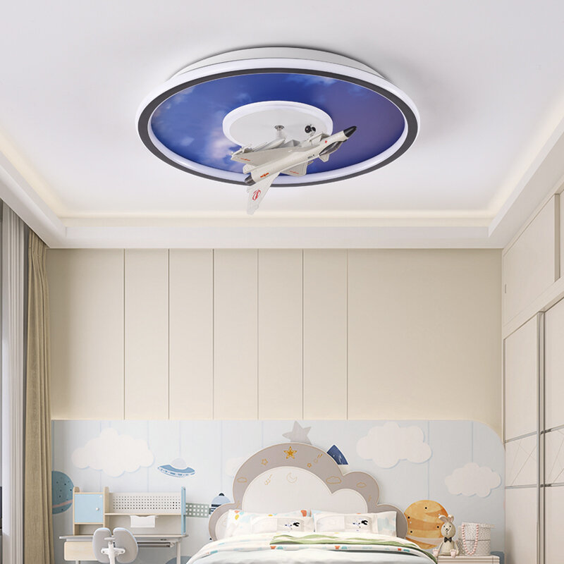 Потолочный светильник для детской комнаты, креативный мультяшный светильник полного спектра со звездным небом, астронавтом, с умным управлением, лампа для обучения в спальне