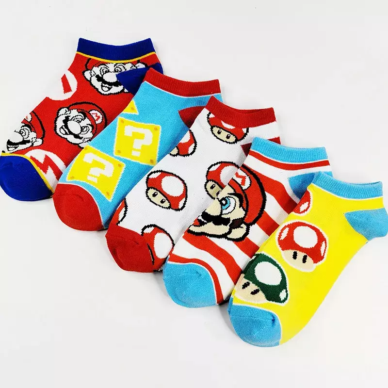 Chaussettes Super Mario en coton pour étudiant, taille basse, dessin animé, mode, impression, anime, périphérique, bateau, maison, jouet, cadeau