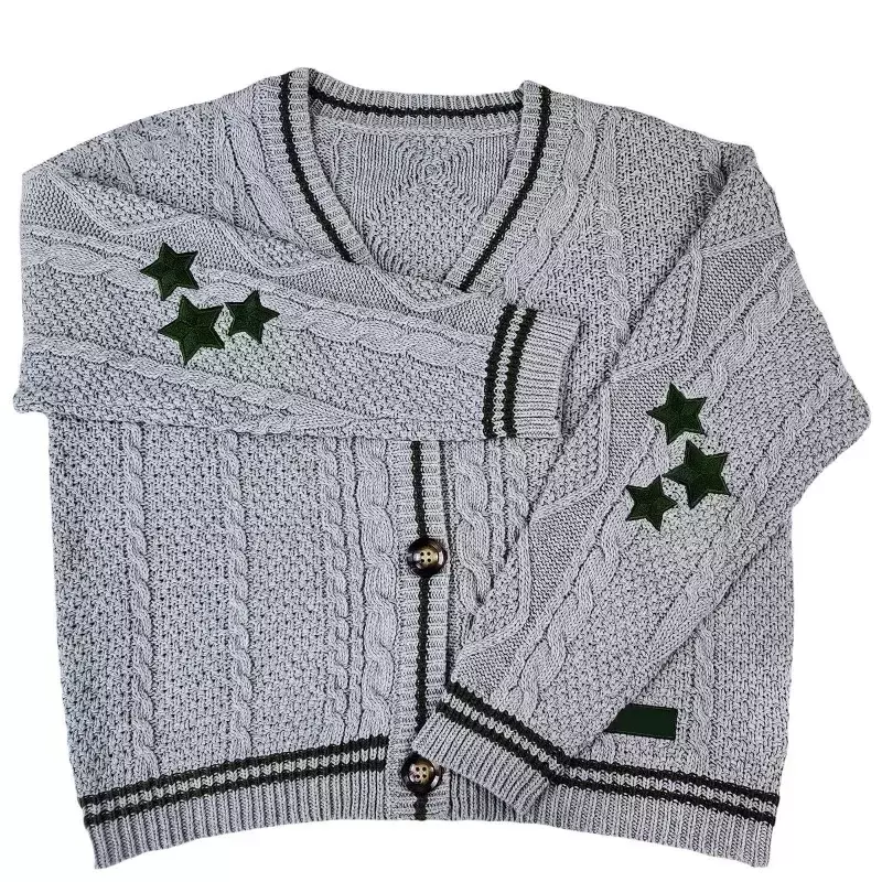 Deeptown dzianina w stylu Vintage sweter Y2k Star sweter damski folklor koreański styl Oversized dzianina Harajuku estetyczna jesień