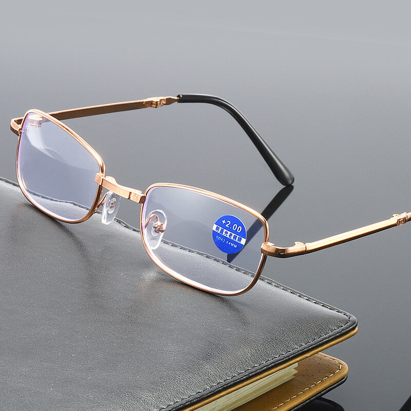 Gafas de cristal Real de Metal para hombre y mujer, lentes cuadradas de montura completa para presbicia, antiarañazos, dioptrías, + 1,5, 2,0, 2,5
