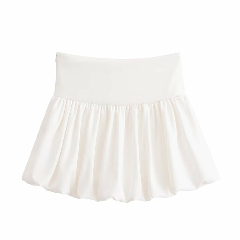 BSK & TRAF-Mini-saia elástica de lanterna de cintura média para mulheres, ajuste de balão para menina quente, novo, verão, 0085366, 2022