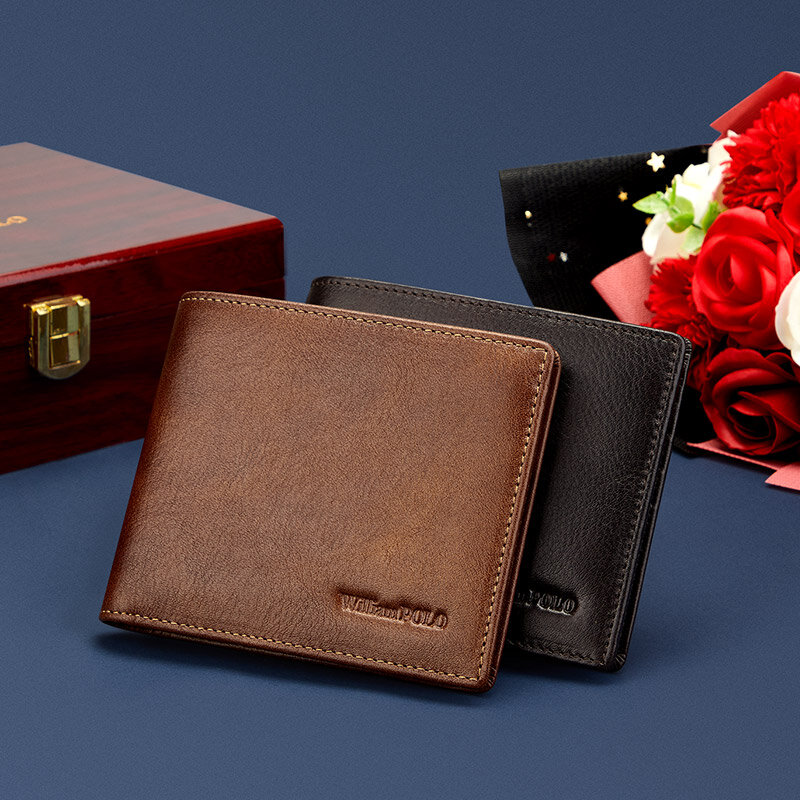 Мужской кошелек для монет WILLIAMPOLO, кожаный бумажник с блокировкой RFID, визитница, кошелек для денег