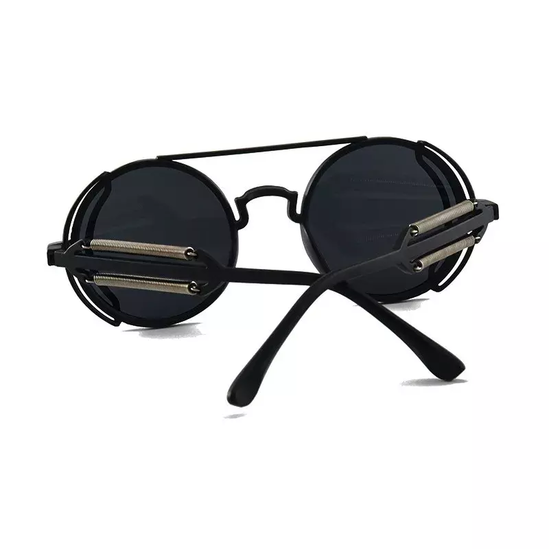 Kacamata Hitam Pria Wanita Bingkai Bulat Punk Antik Kacamata Hitam Merek Desainer Lensa Kecil UV400 Kacamata Olahraga Luar Ruangan Anti-UV
