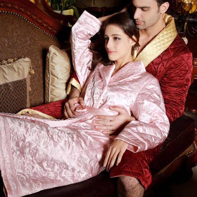 Homens Silk Robe Luxo Pure 19MM Seda Homens Sleepwear Kimono Robe Com Filler Tamanho L XL XXL