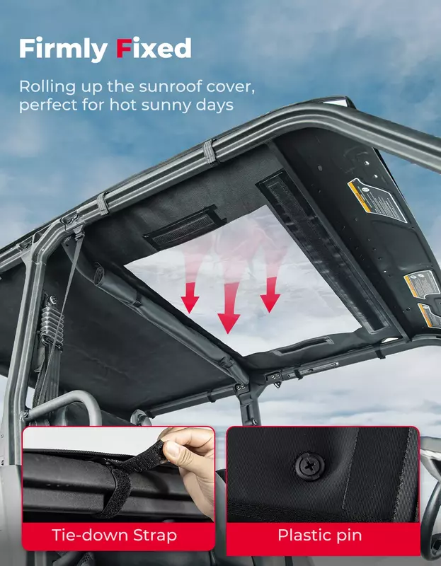 KEMIMOTO UTV Water-Resistant Canvas Soft Roof Top PVC Sun Visor for Can Am Defender Max HD 7 8 9 10 XT Cab DPS XMR Limited 2017+