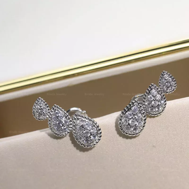 Pendientes de plata de ley S925 con forma de tres gotas para mujer, joyería de lujo, diseño bohemio, elegante, marca de moda