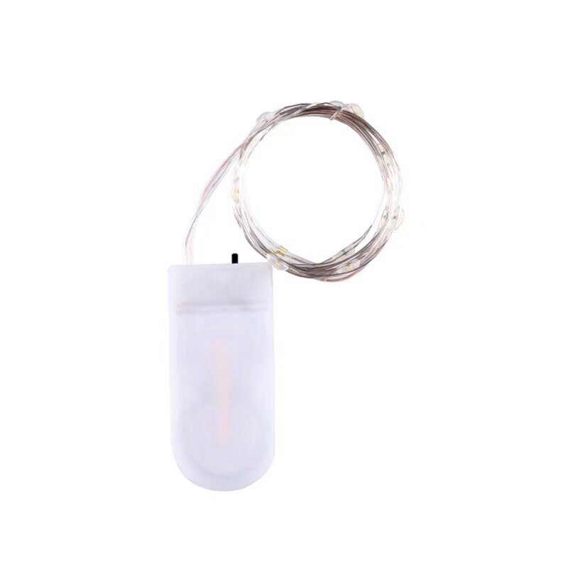 Cadena de luces LED a prueba de agua, Mini cuerda de luces de luciérnaga, caja de batería de botón plateado con cable Flexible