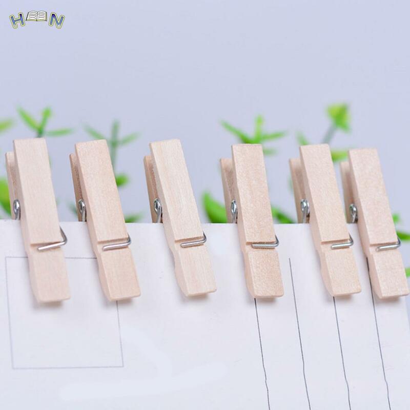 Wholesale Very Small Mine Size 25mm Mini Natural Wooden Clips For Photo Clips Clothespin Craft Decoration Clips Pegs 50PCS