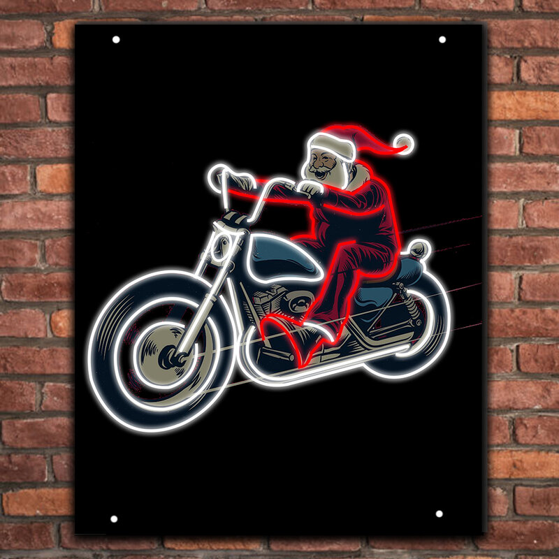 Letrero de neón de Papá Noel personalizado para montar en motocicleta, supergrande, esquí, Año Nuevo, decoración del hogar, Luz