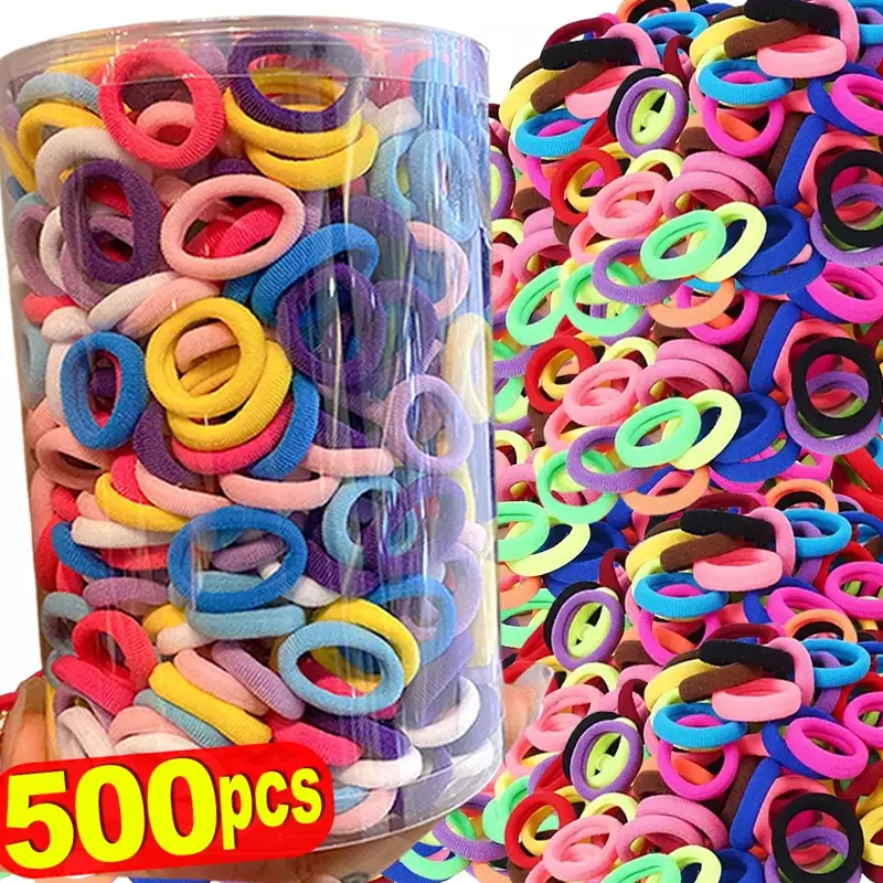 500/100pcs Colorful Nylon Elastic Hair Bands for Women Nylon Scrunchie TiesRubber Band Elastic Hair Band Girl Hair Accessories