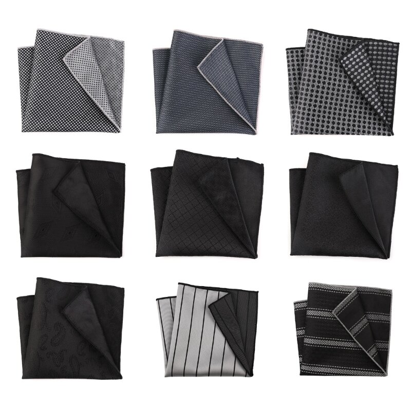 Портативный носовой платок с темным узором, карманный квадрат 25,5x25,5 см, карманные носовые платки