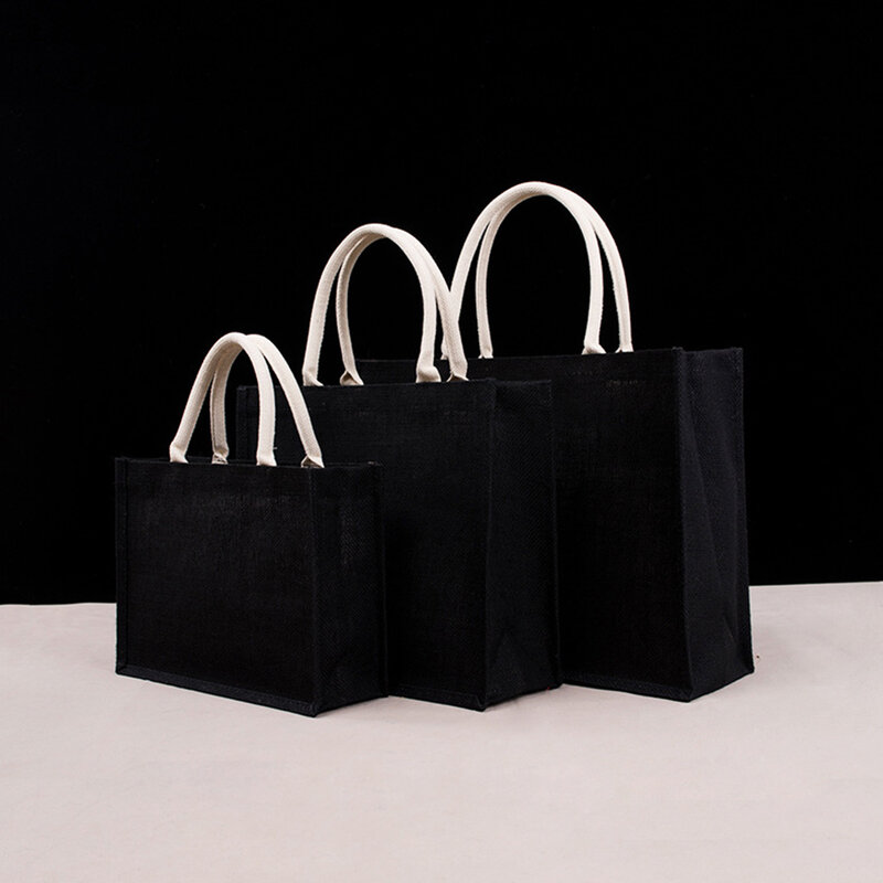 Large Capacity Jute Tote Bag Portable Shopping Bag  Eco-friendly Tote Unisex Student Handbag Shoulder Bags Grocery Organiser