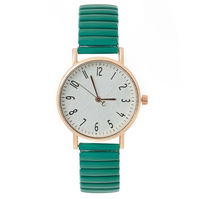 Women's Fashion Simple Digital Design Quartz Watch Casual Stainless Steel Stretch Buckleless Strap Ladies Clock Dress Watches