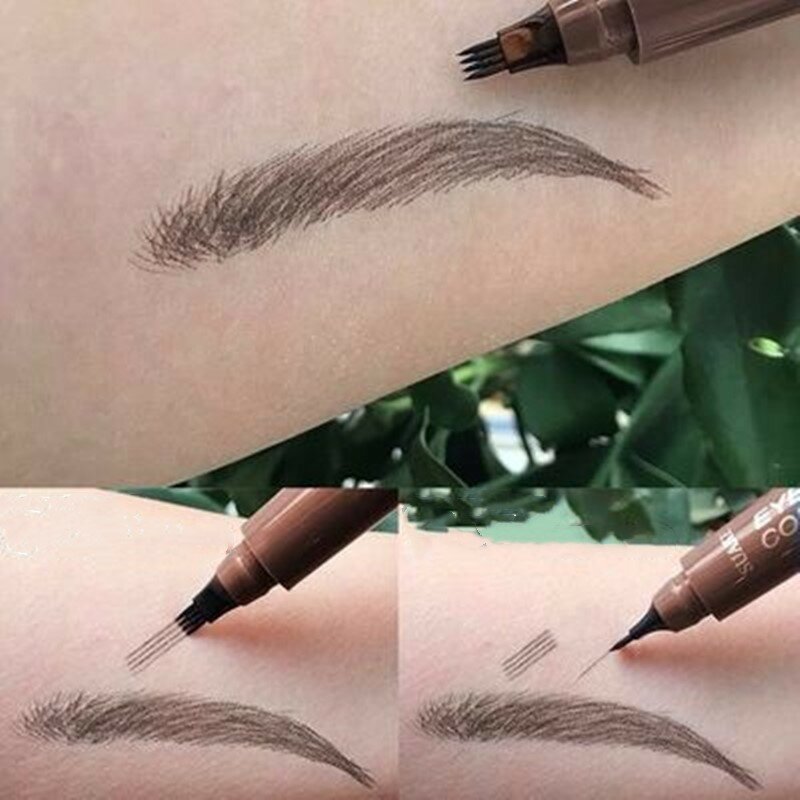 ขายร้อน4จุดดินสอเขียนคิ้ว4D ผมเหมือน Eyebrow Tattoo ปากกา Fine Sketch Liquid ขี้เกียจเลียนแบบ Ecological Eye brow Pencil