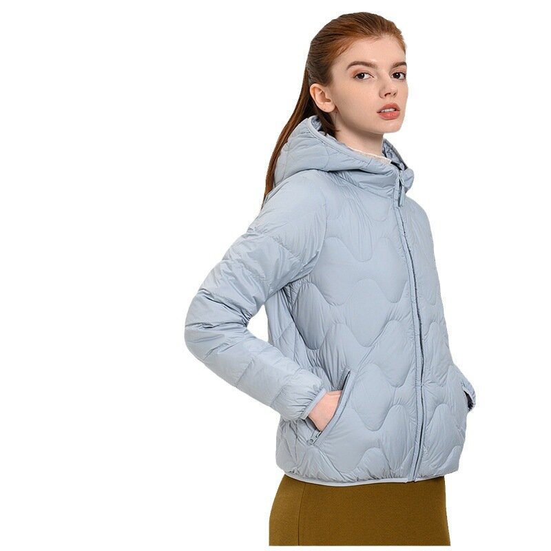 New women's hooded short lightweight down jacket Women's autumn and winter clothing Large size women's coat