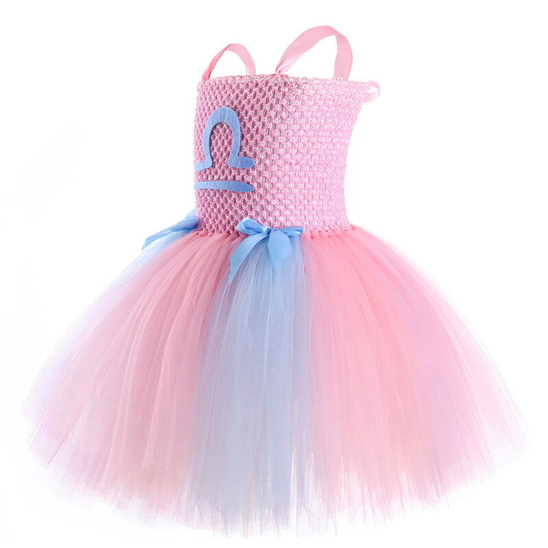 Baby Pink Libra Girl Tutu Dress for Kids segni zodiacali costumi da principessa per abiti da festa di compleanno abiti di Halloween abito da ballo