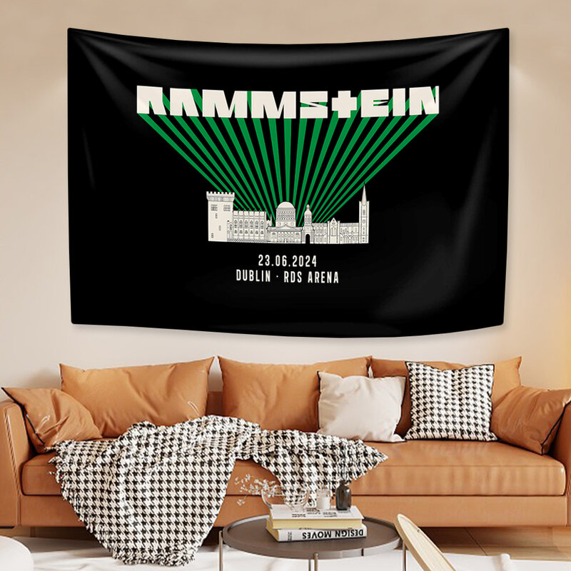 Tapiz de banda de Rock alemana Rammstens Tour 2024, colgante de pared de Metal pesado, estética, dormitorio, decoración de concierto, fondo de tela para fiesta