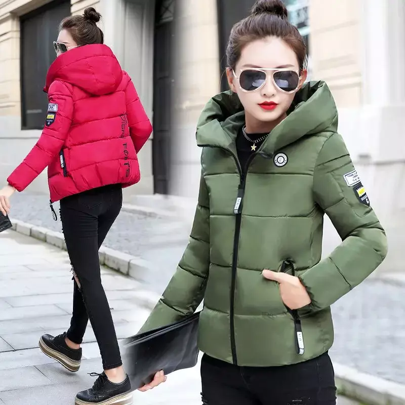 Ladies Winter Coat Women Down Cotton Hooded Jacket Woman Casual Warm Outerwear Jackets Female Girls Black Clothes PA1141
