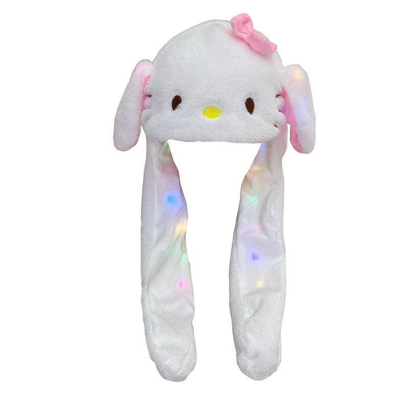 Glowing Light Sanrioed Kuromi Cinnamoroll Kitty Hat Plush Ear Move Hat Anime Cartoon Jumping up Ear Novetly Cap Gift for Kids