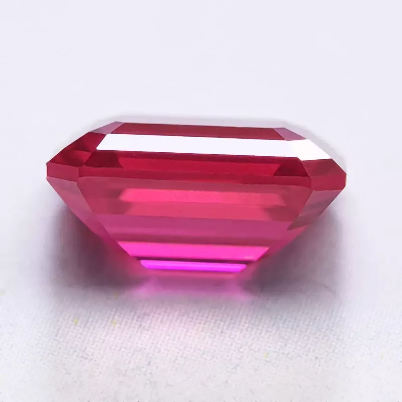 Lab Grown Ruby Red Color Emerald Cut Gemstone for Charms DIY Ring Necklace Earrings Materials Selectable AGL Certificate