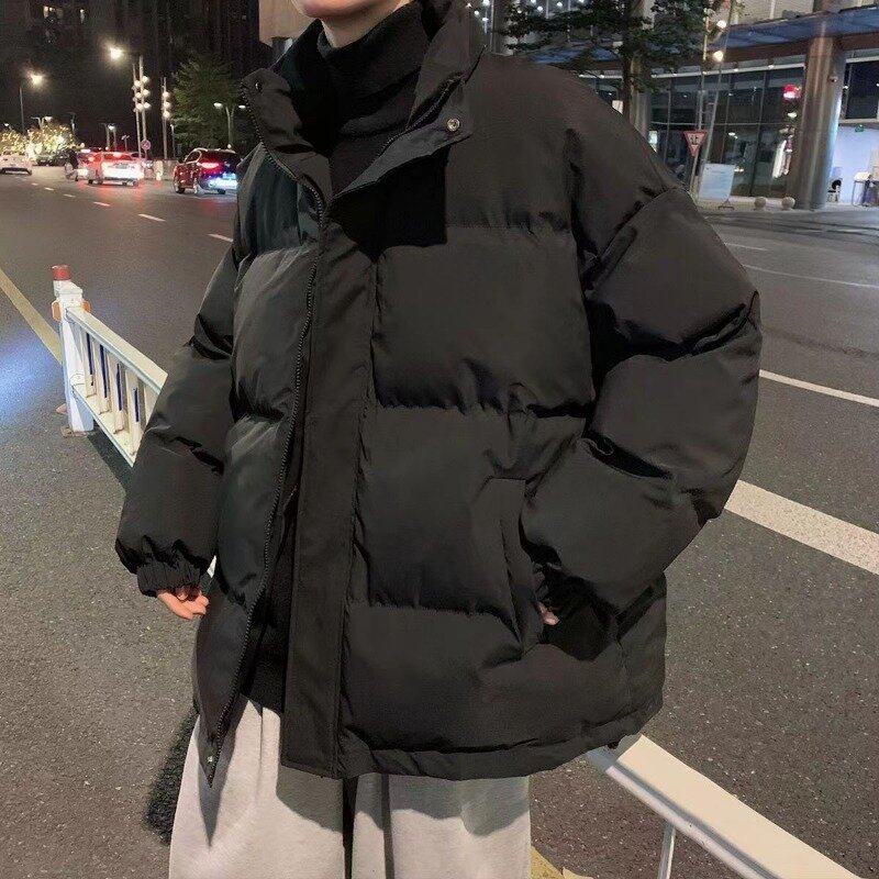 2023 New Men Down Cotton Coat Winter Jacket Stand Collar Loose Youth Parkas Thicken Warm Outwear Joker Fashion Overcoat