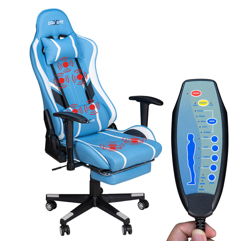 GC-RC03 인체공학적 하이백 디자인 마사지 게임용 의자, 요추 휴식, 맞춤형 PU 마사지, 컴퓨터 사무실 의자, 신제품