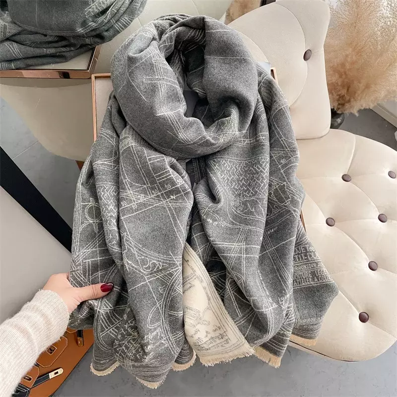 Marca pashmina cobertor quente cachecol de caxemira para mulheres xales de inverno de luxo e envoltórios bufandas grosso poncho macio borla echarpe