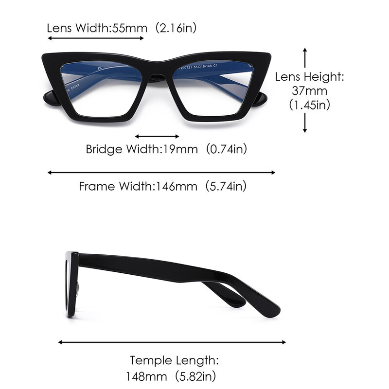 Acetate Frame Cat Eye Blue Light Glasses Women Brand Designer Square Computer Clear Fake Glasses