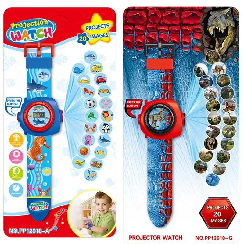 Montres de projection 3D de dinosaure pour enfants, montre numérique électronique pour garçons et filles, montres-bracelets d'horloge, jouet de projection, cadeau d'anniversaire pour enfants