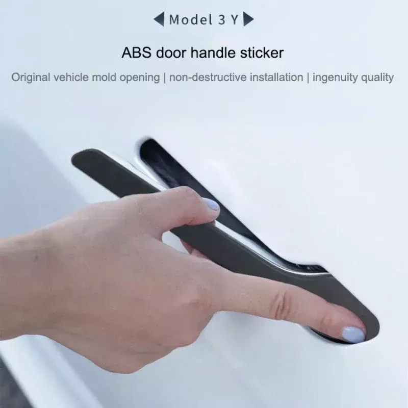 4pcs Door Handle Protective Cover for Tesla Model Y/3/3+ Highland 2024 ABS Car Door Handle Sticker Car Decoration Accessories