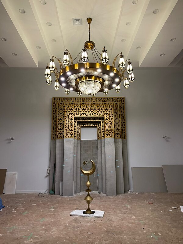 Lampu besar Masjid pusat Islam proyek Chandelier kustomisasi
