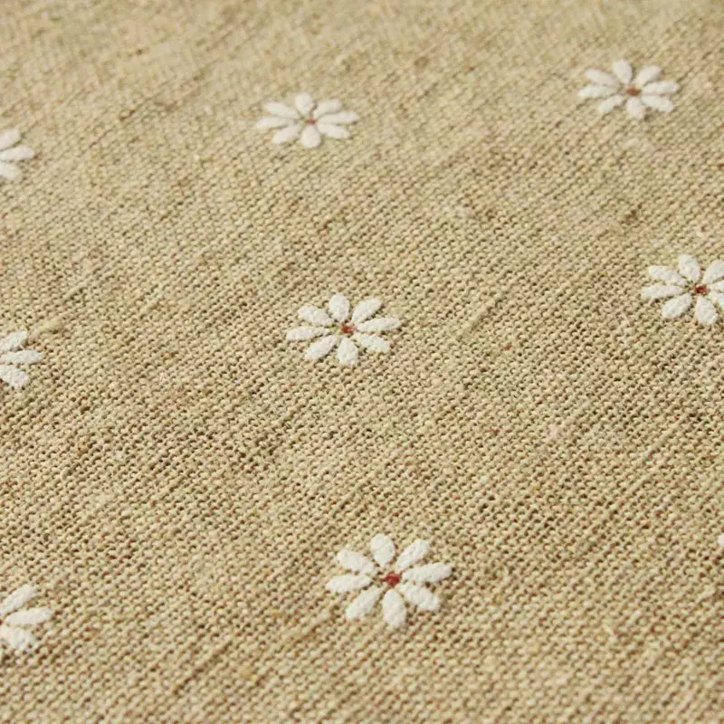 By Half Meter Original Cloth Thick Cotton  Linen Fabric Small Daisy Cloth Tablecloth Placemat Storage Basket Production Material