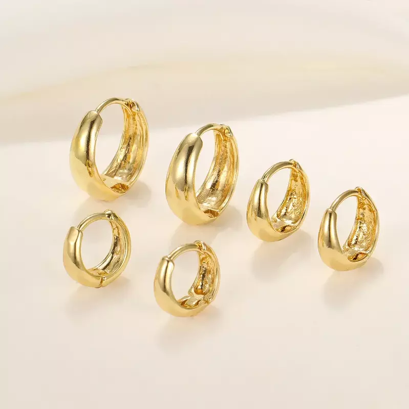 Anting lingkaran kecil minimalis, perhiasan Rock Unisex Punk lingkaran logam sederhana untuk wanita 6 buah/set