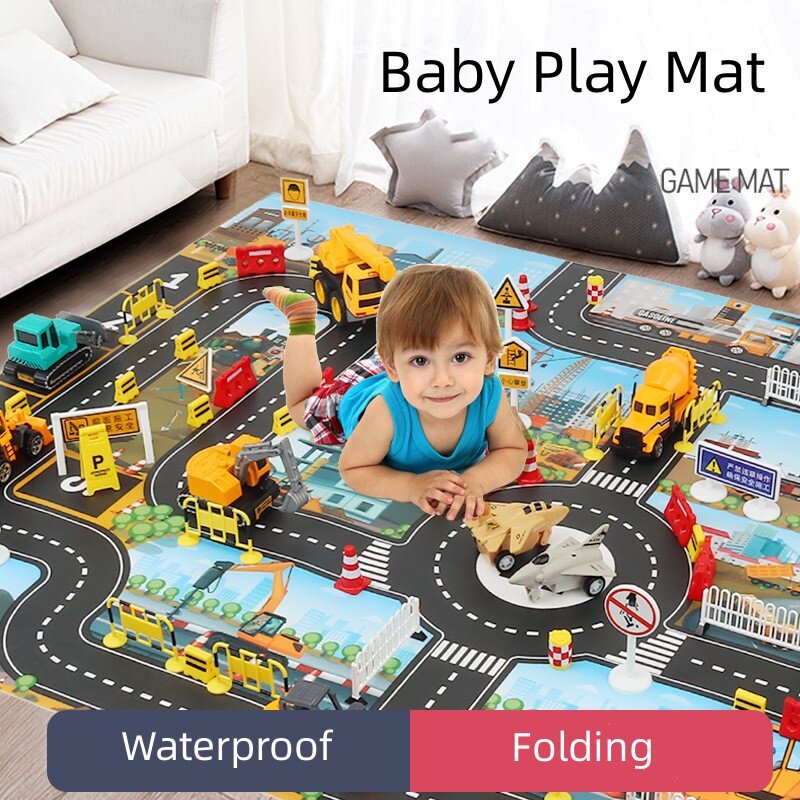 Mata do zabawy dla dzieci wodoodporny zewnętrzny dywan dla dzieci nauczanie mapa trasy miasto edukacyjne zabawki dla dzieci Cartoon niemowlęta Playmat gra
