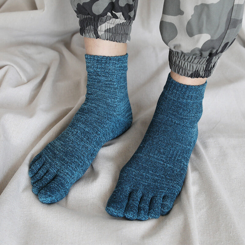 Носки мужские с пятью пальцами, органический хлопок, однотонные нескользящие спортивные с разрезом, летние спортивные носки с пальцами в стиле Харадзюку, 5 пар