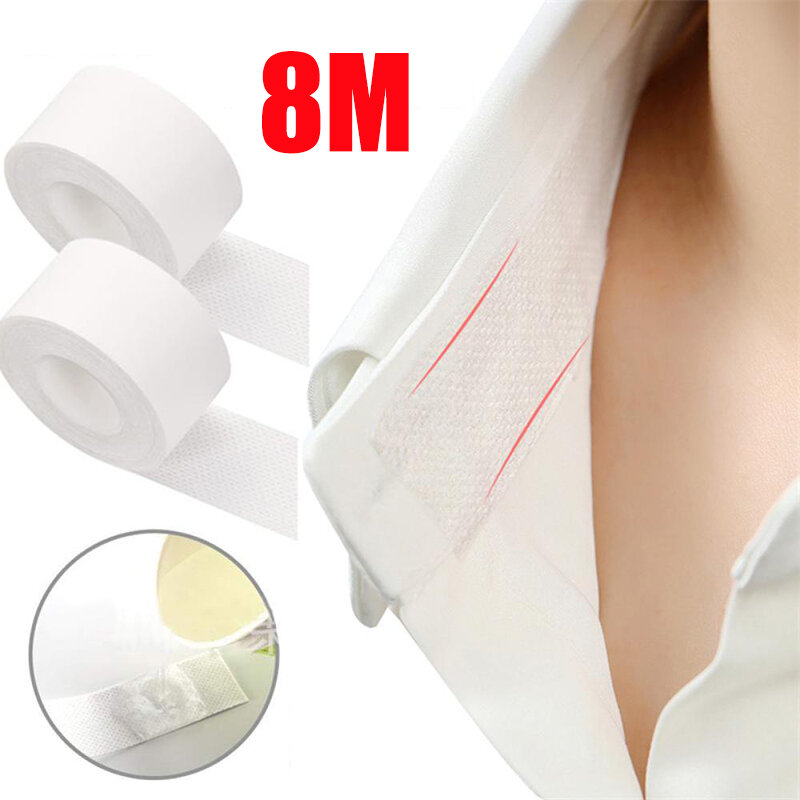 Almohadillas autoadhesivas desechables para el sudor, almohadilla antitranspiración para camiseta, cuello, sombrero, pegatina absorbente, 2,5 cm x 8m